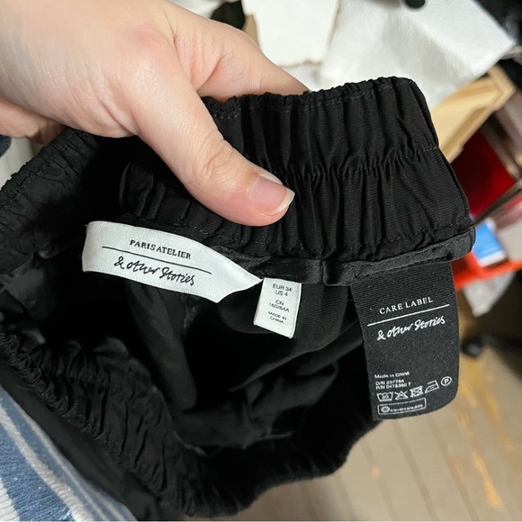 & Other Stories Cupro Drawstring Pants Black Size 4 E - Picture 3 of 8